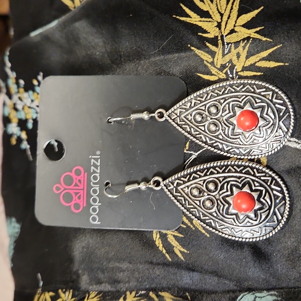 Paparazzi Red & Silver Earrings